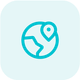 Planet icon on the blue background.