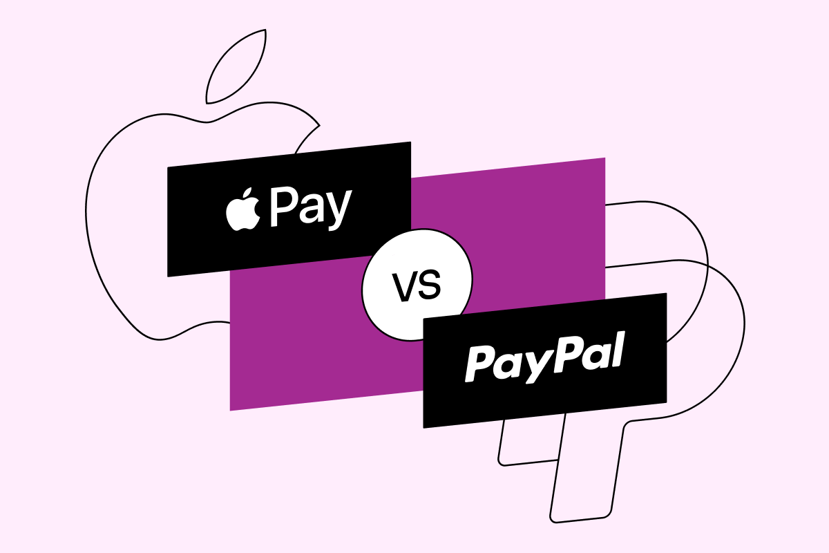 PayPal and Apple Pay logos, demonstration of comparison.