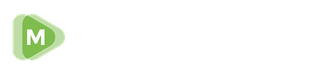 Green play button logo with white letter M inside, representing a media company.