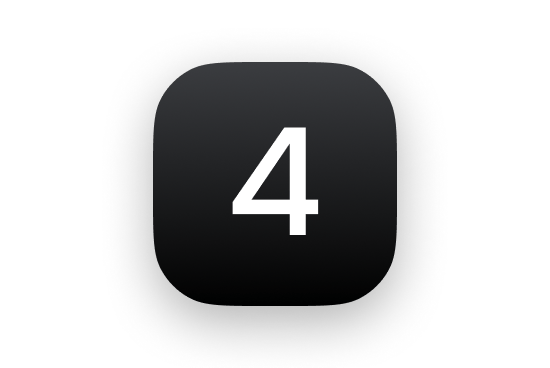 Black rounded square button featuring the white number 4 centered on it.