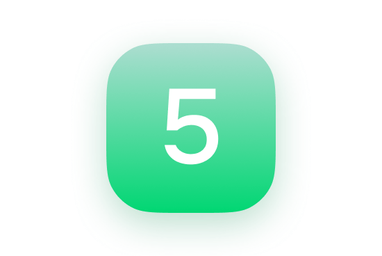 The number five in white text on a green gradient rounded square.