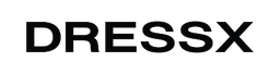 The word DRESSX in dark gray letters on a black background.