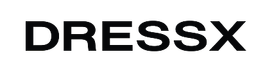 The word DRESSX in dark gray letters on a black background.