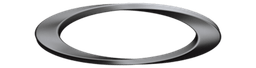 Metallic gray twisted oval ring, resembling a Mobius strip, against a black background.