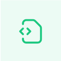 Html icon on the pale green background.