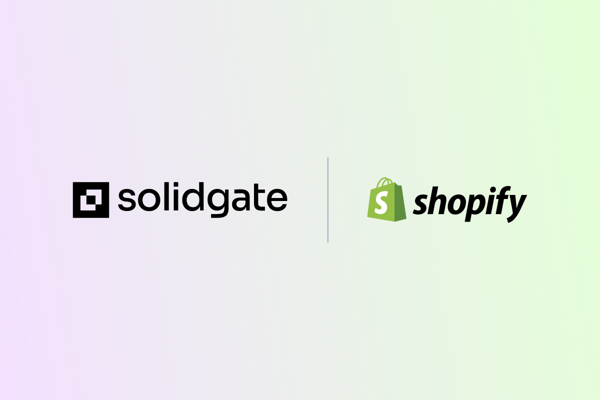 Solidgate and Shopify logos.