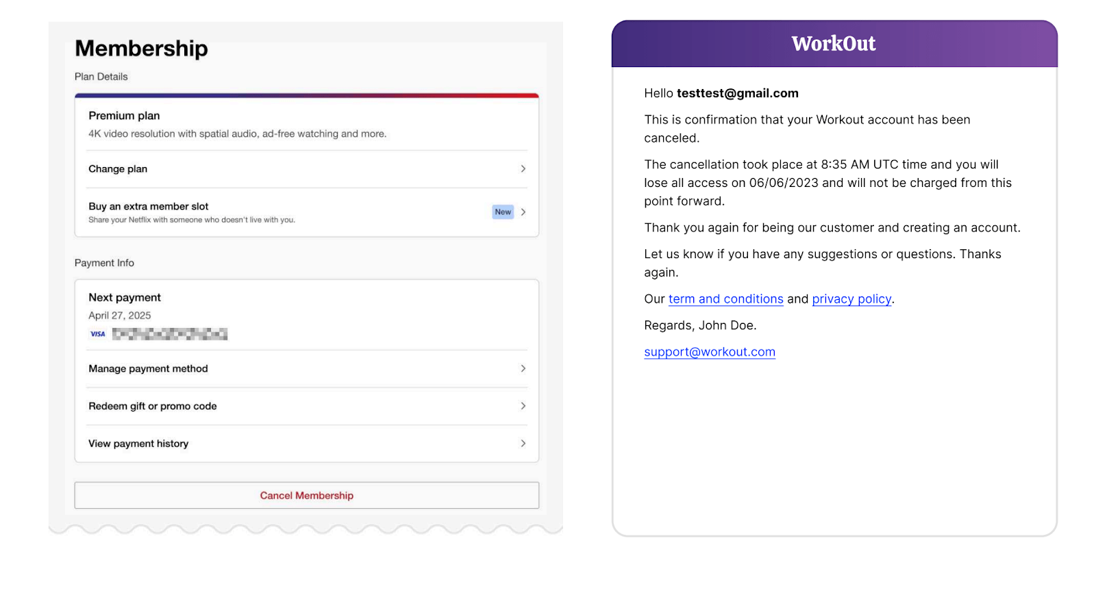 Subscription membership plan details