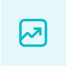 Blue arrow turning to the top in the box on a pale blue background.