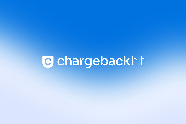 ChargebackHit logo with a white shield icon on a blue and white gradient background.