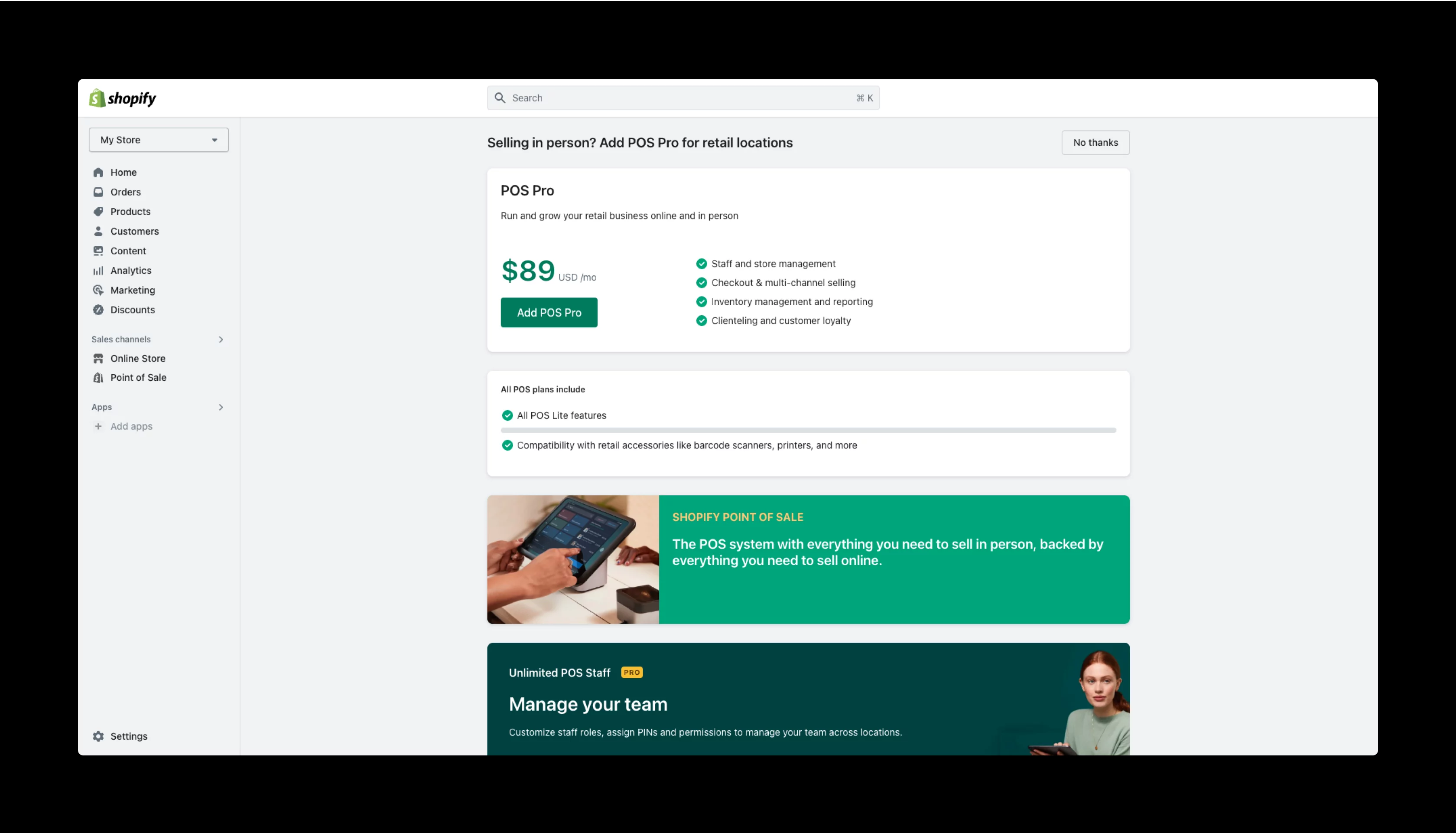 Shopify account Settings.