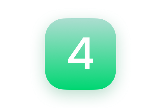 Green-blue gradient rounded square with a white number 4.