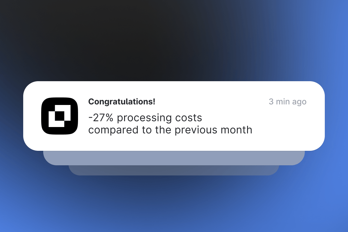 How to reduce payment processing costs — -27% processing costs compared to the previous month