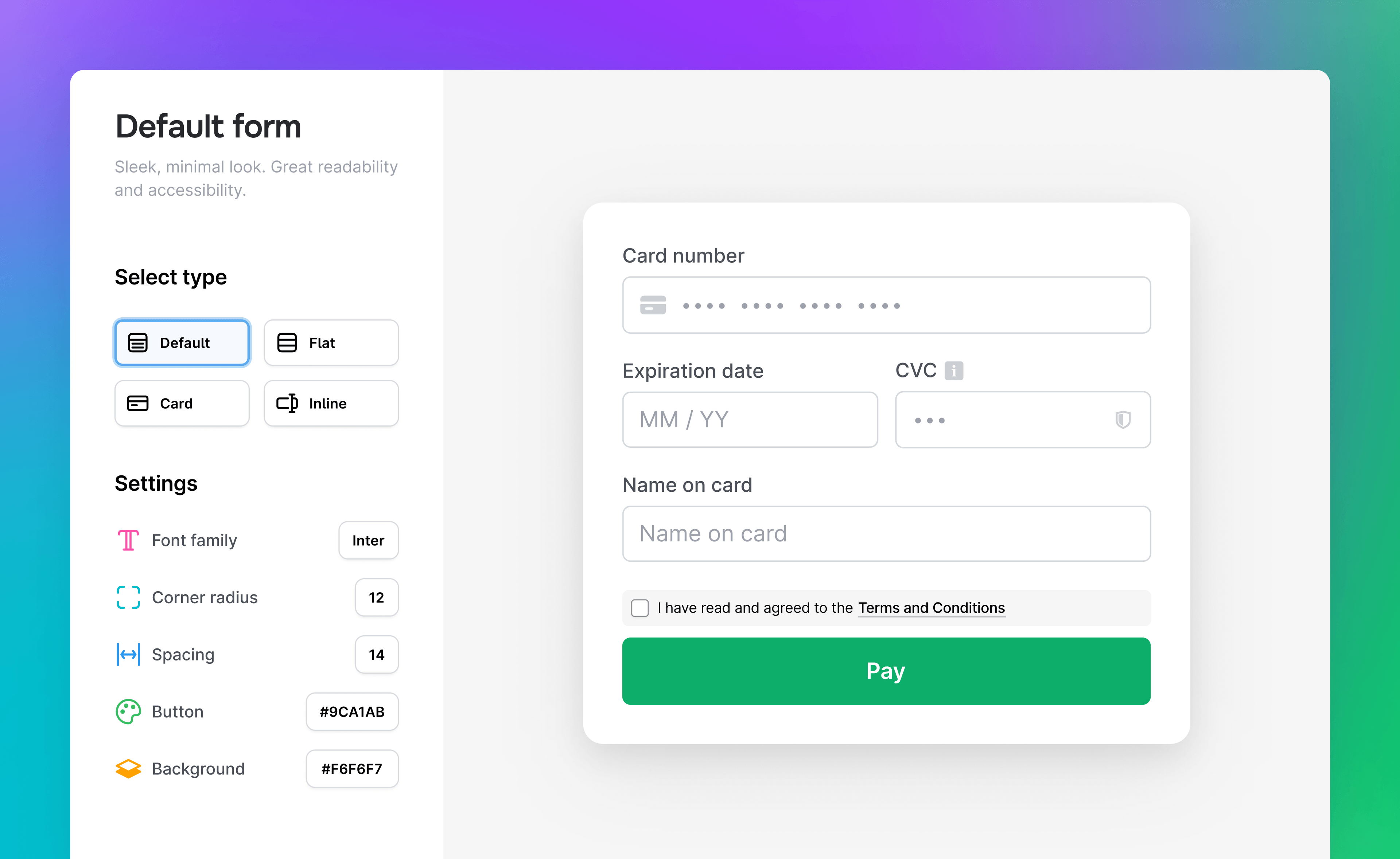 Payment form built your way image
