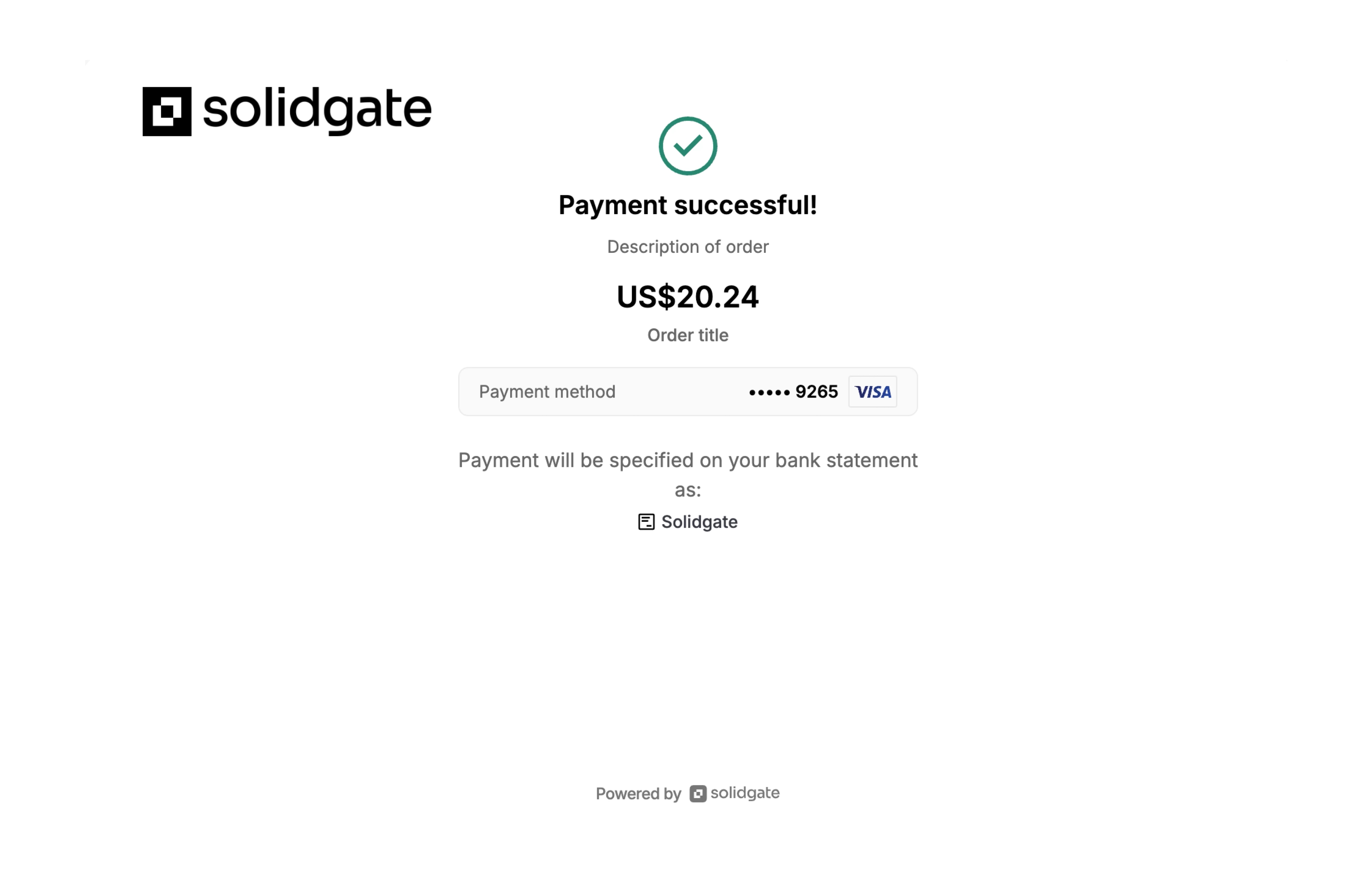 Payment success demonstration page.