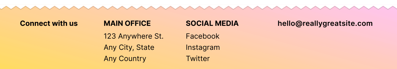 Contact information in the website footer.