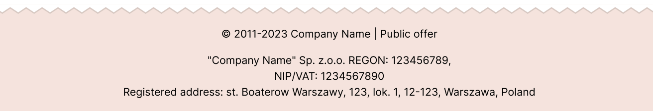 Merchant location disclosure in the website footer.