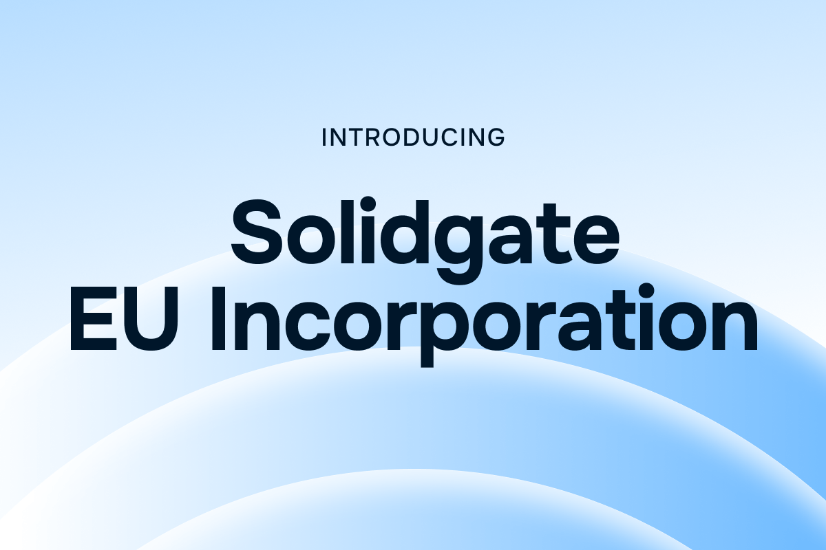 Cover image for the Solidgate EU Incorporation announcement featuring the product name on a light blue gradient background.