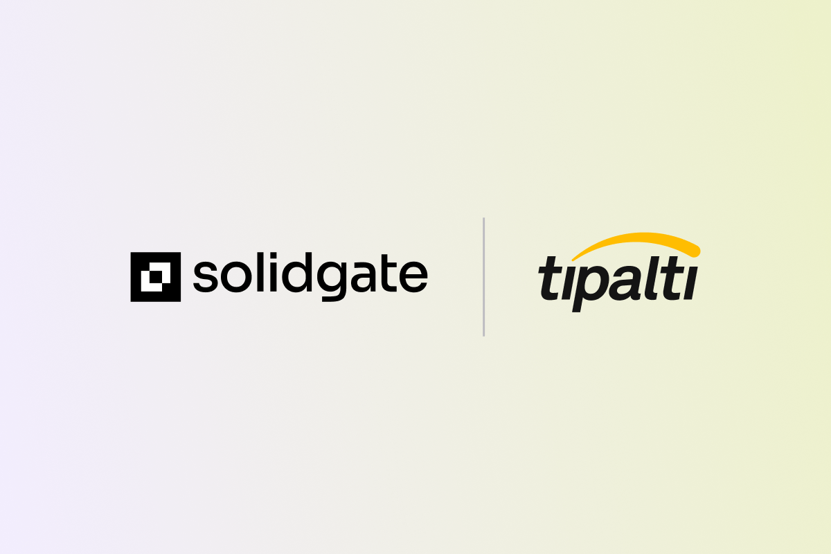 Solidgate and Tipalti logos.