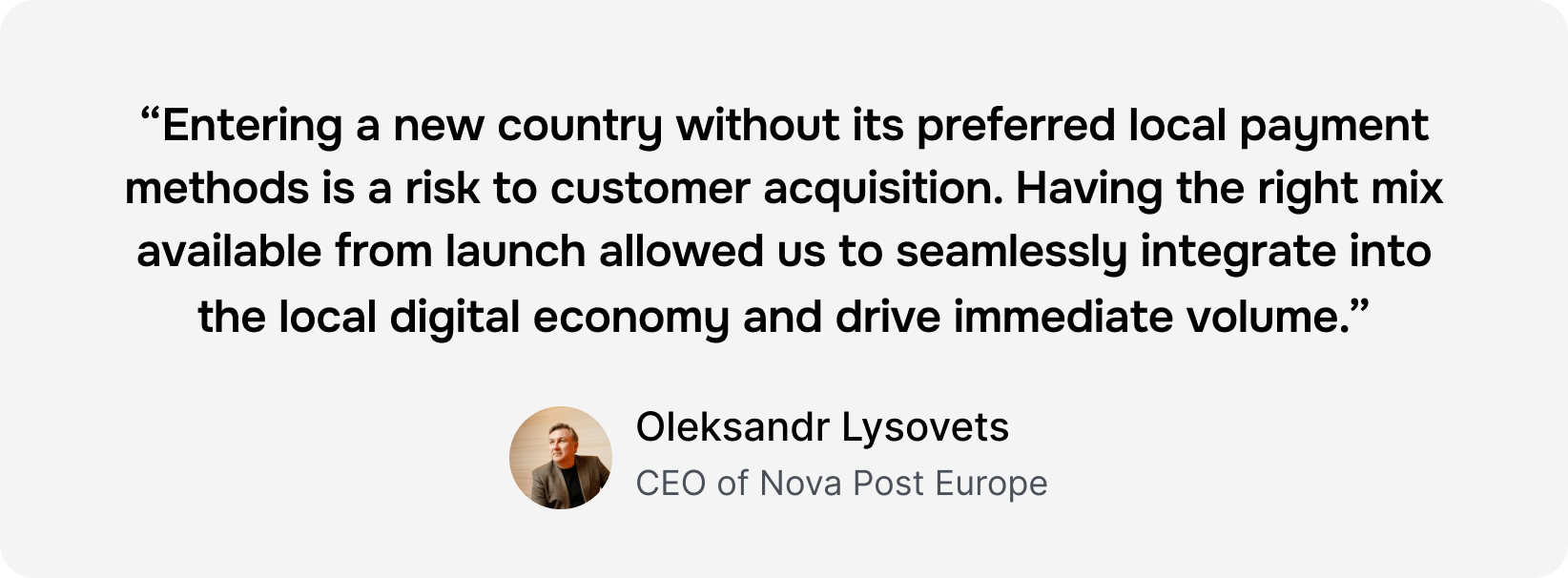 Quote by Oleksandr Lysovets about local payment methods, customer acquisition, and digital economy.