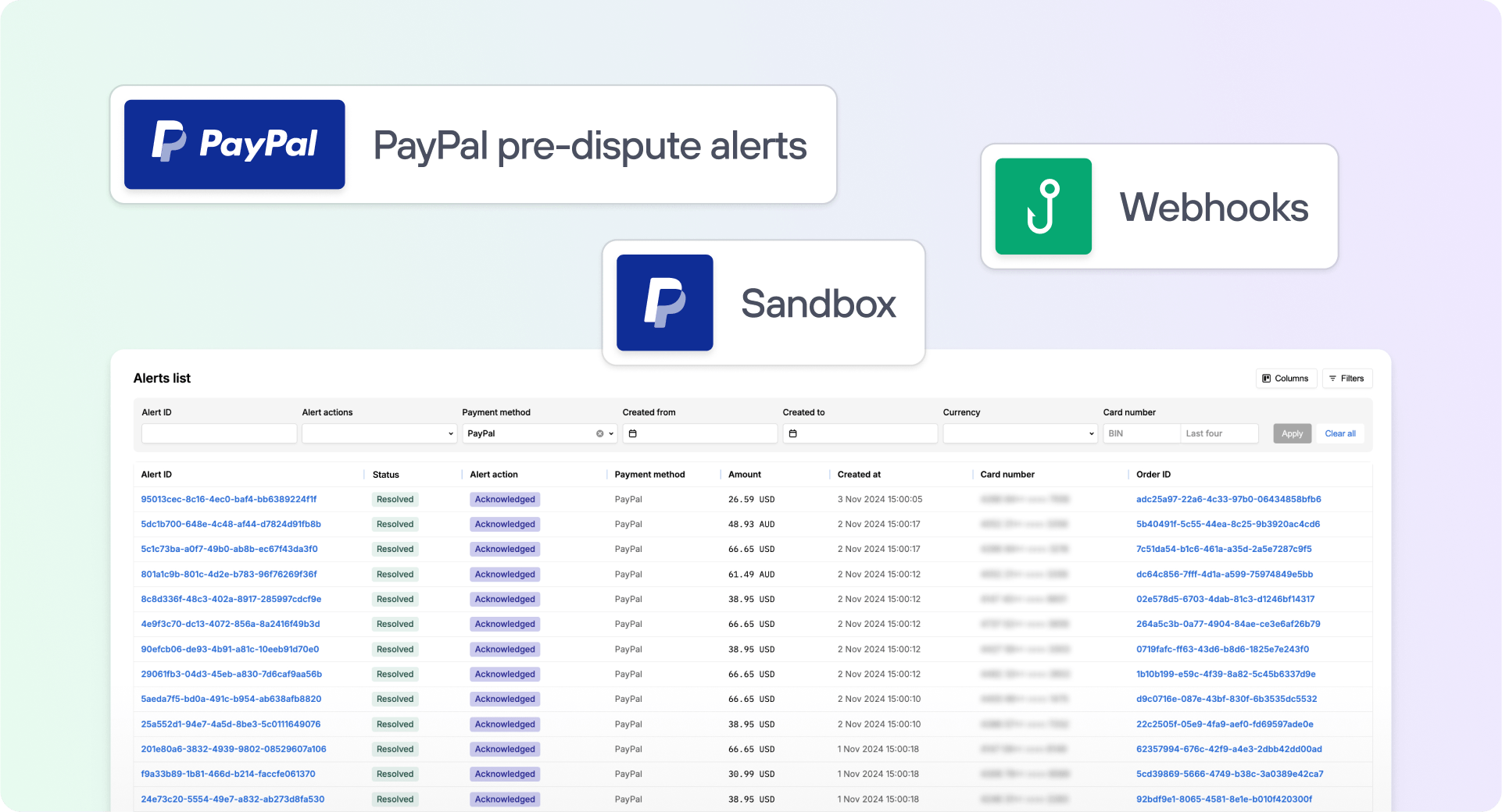 Product updates from October: PayPal alerts, webhooks, and more.