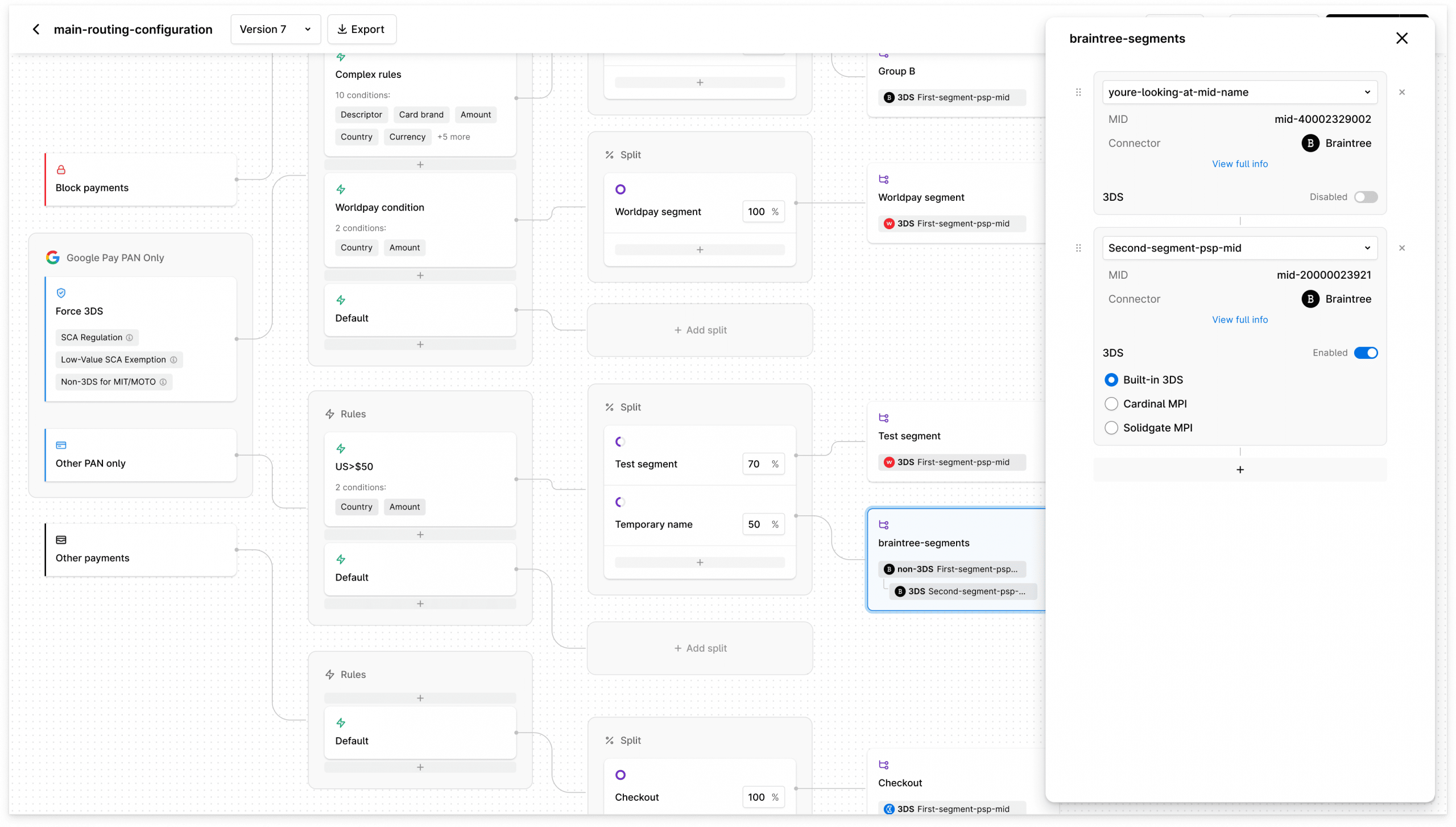 Intelligent payment routing setup in Solidgate's HUB admin.