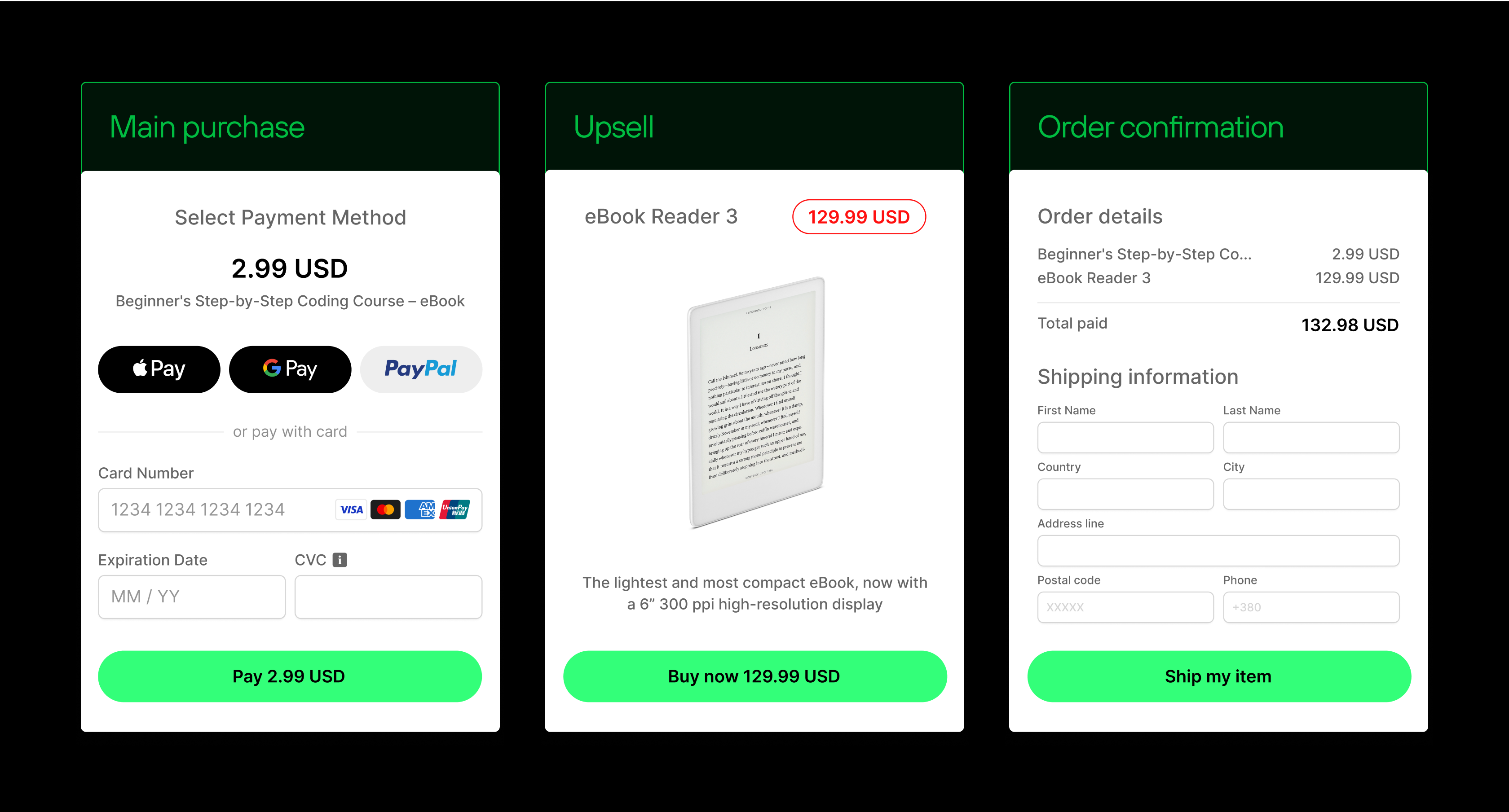 shopify upsell flow example